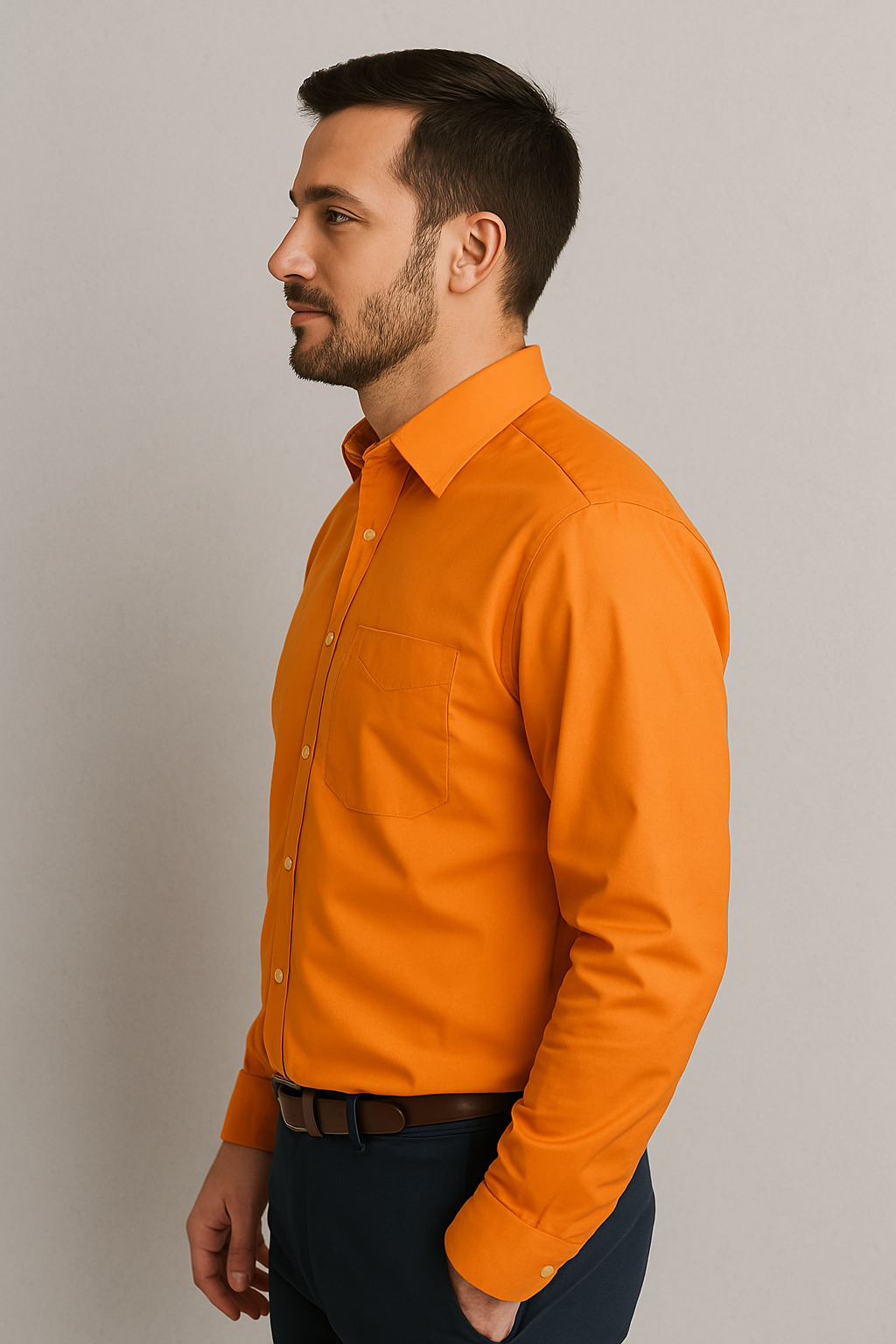 Koningsdag Overhemd Heren Lange Mouw (Oranje)